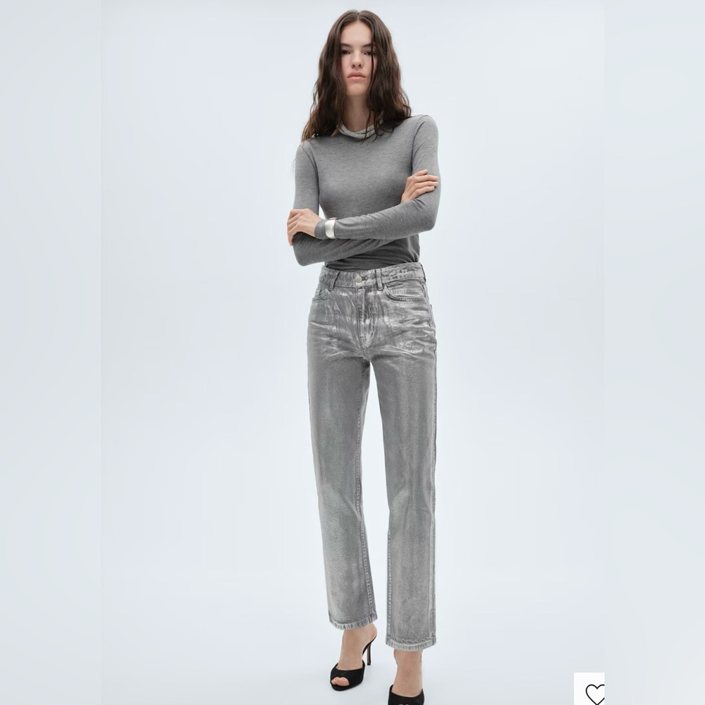 Mango Straight Foil Jeans